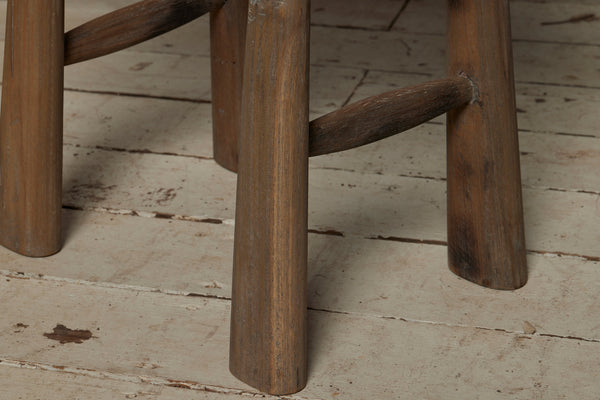 Shaped Seat Backless Dutch Colonial Teak Stool