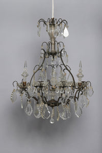 Mid 19th Century French Bronze & Crystal Chandelier with Six Arms