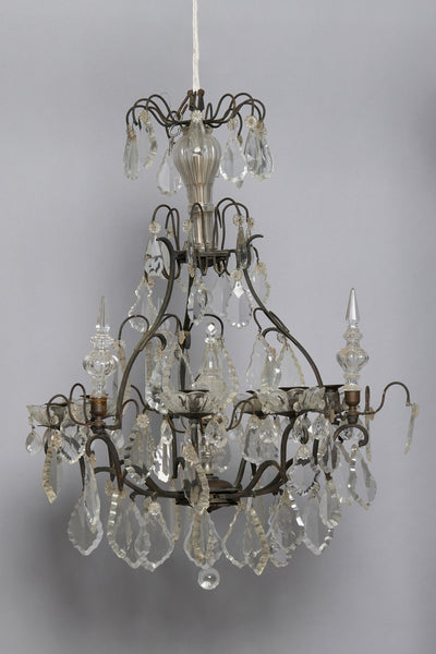 Mid 19th Century French Bronze & Crystal Chandelier with Six Arms