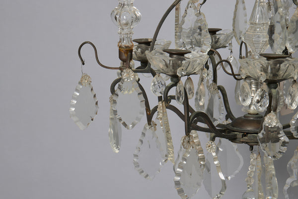 Mid 19th Century French Bronze & Crystal Chandelier with Six Arms