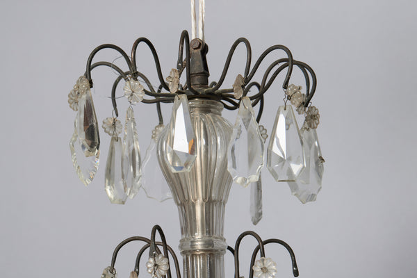 Mid 19th Century French Bronze & Crystal Chandelier with Six Arms