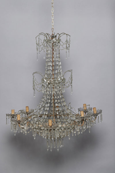 Late 19th Century Italian Eight Arm Cut Crystal Chandelier from Genoa