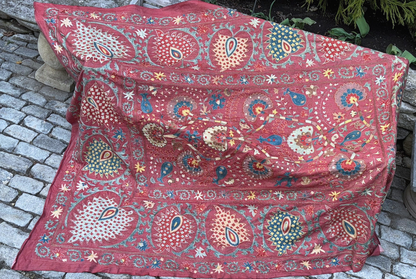 Uzbek Embroidered Suzani Queen Bedcover