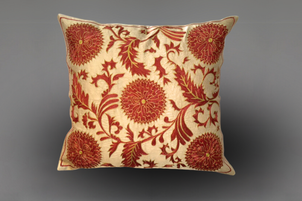 Pair of Matching Susani Silk and Cotton Pillows