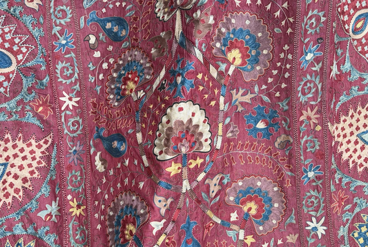 Uzbek Embroidered Suzani Queen Bedcover