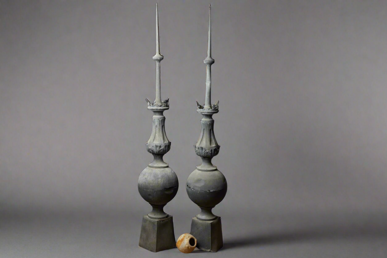 Extra Large French Zinc Chateau Finials