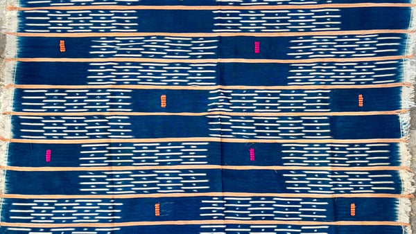 Baule Stripe Indigo Scarf/Sarong from Côte d'Ivoire