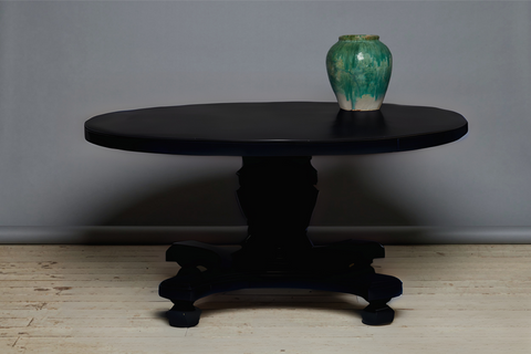 Large Round Antique Ebonized Teak Table