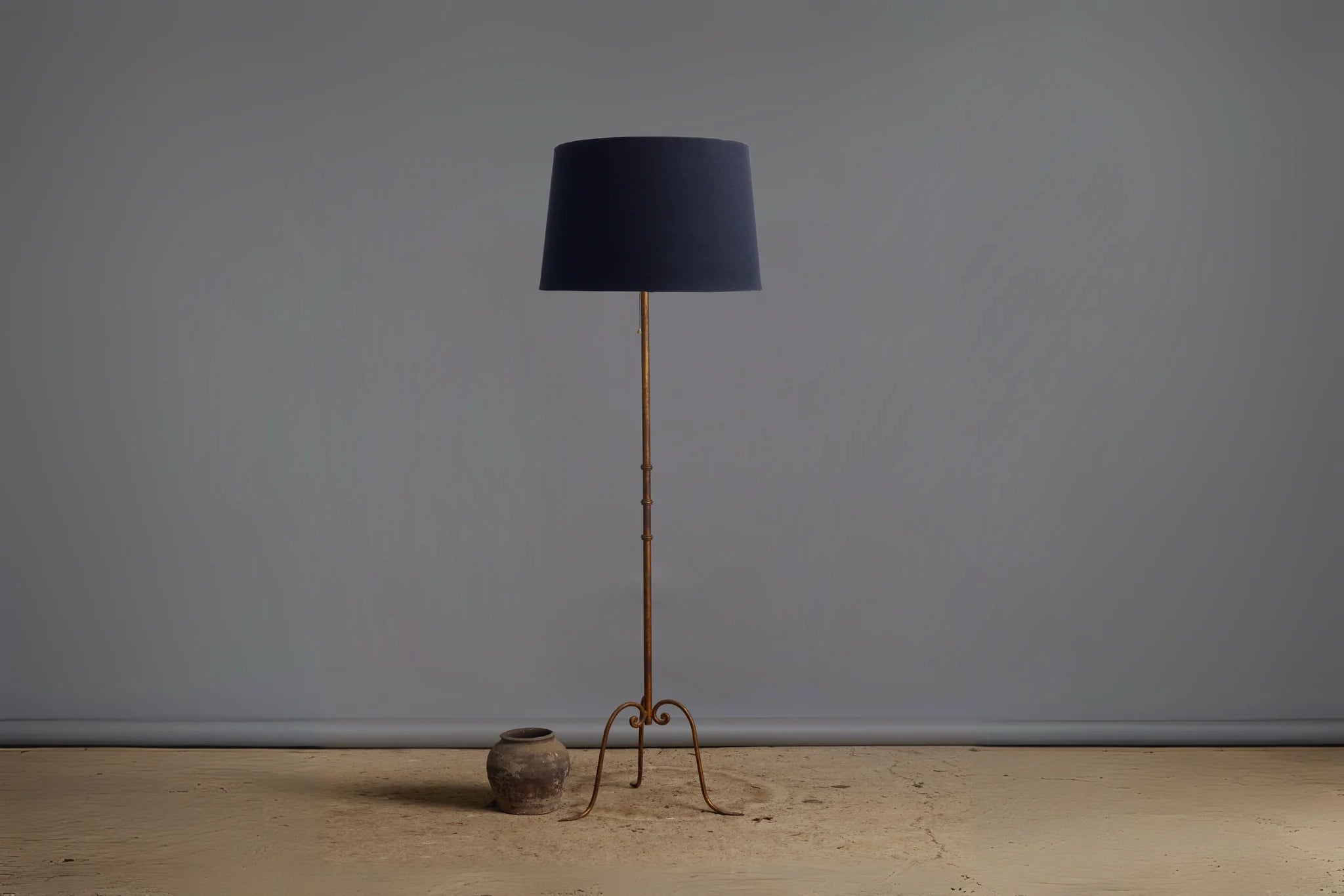 1950's Simple Spanish Gilt Iron Floor Lamp