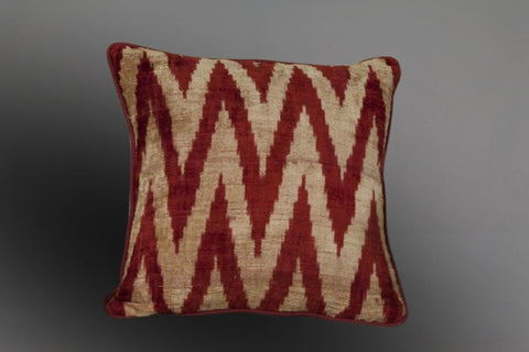 Uzbek Silk Velvet Ikat Pillow