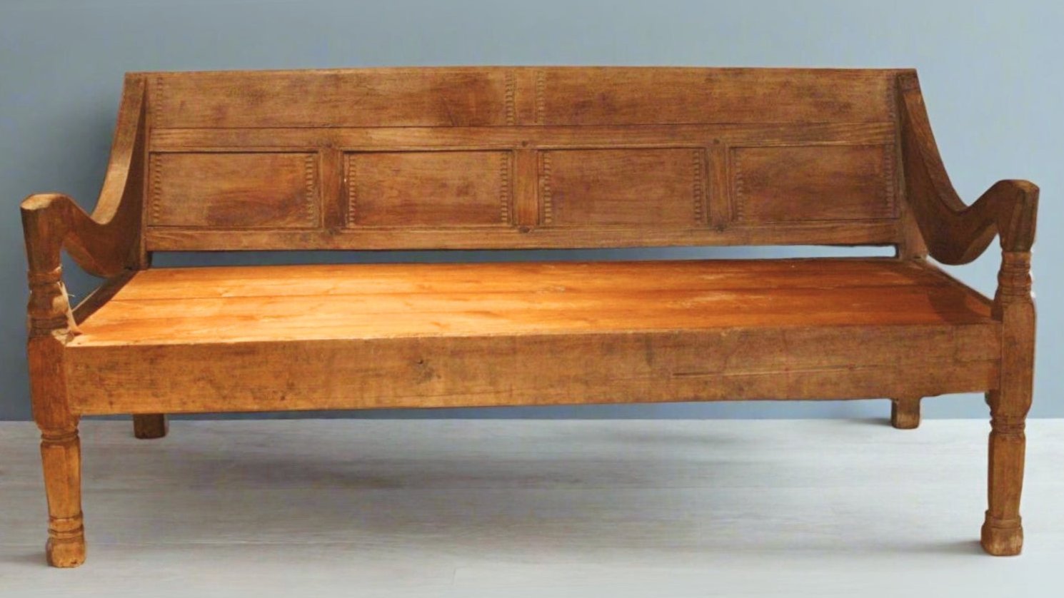 Deep Seated 19th Century Madura Island Teak Bench