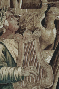 Early Tapestry Fragment:  Mounted on Board with Arched Top