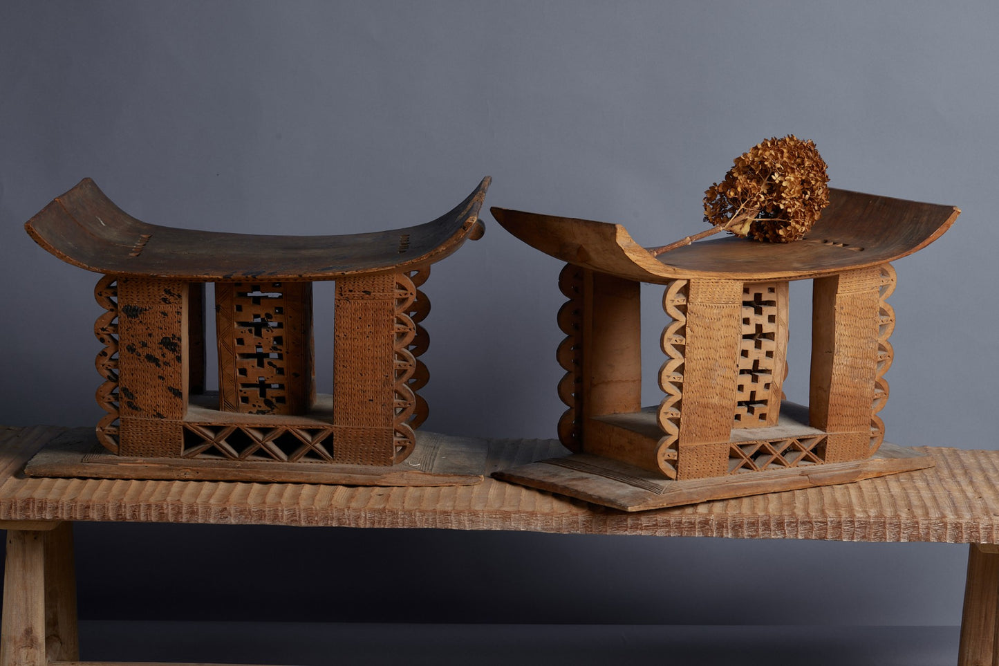 Carved Nigerian Ashanti Stool (left)