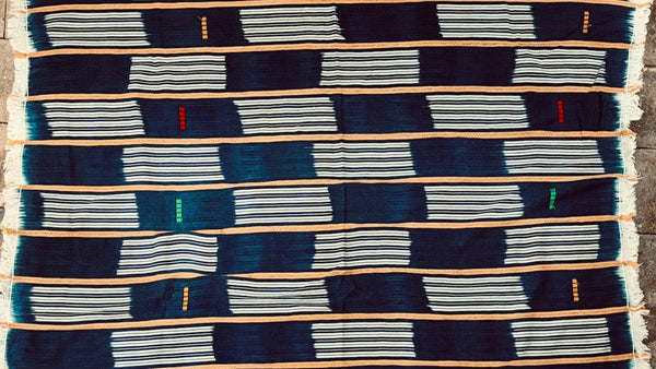 Baule Stripe Indigo Scarf/Sarong from Côte d'Ivoire