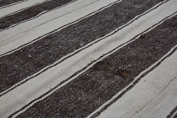 Natural Hemp & Goat Hair Random Striped Carpet from Northern Iran .................. (6' 6'' x 10' 8'')