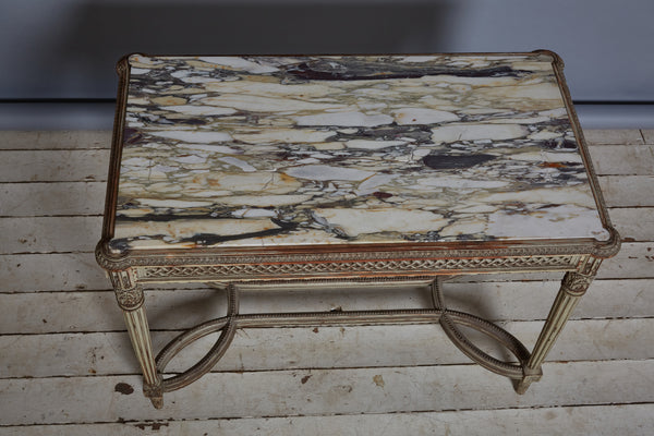 Late 19th Century French Cream Colored Center Table with Vodovirlet Marble Top