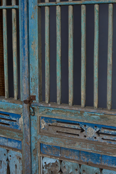Blue Painted Door Panel from Madura Island 1880