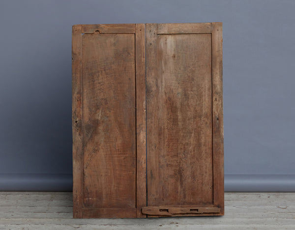 Pair of 18th Century Dutch Colonial Teak Cabinet Doors with Iron Ring Handle