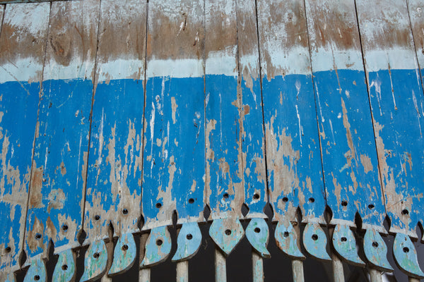 Blue Painted Window Panel from Madura Island 1880