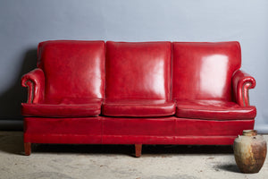 1940's Red Leather Sofa