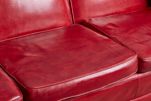 1940's Red Leather Sofa