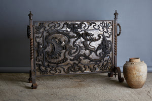 Late 19th Century Continental Wrought Iron Firescreen with Mica