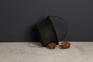 19th Century French Copper Farm Pot with Iron Handle
