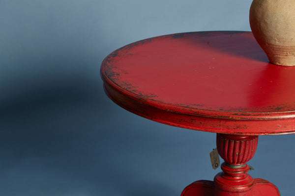 Round Red Lacquer Side Table from Java