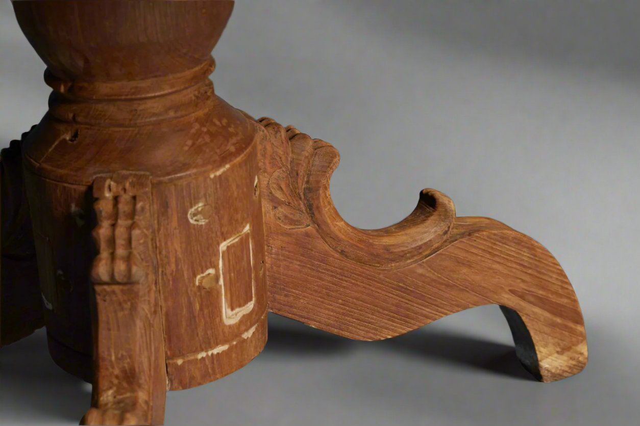 19th Century Dutch Colonial Round Teak Table with a One Board Top