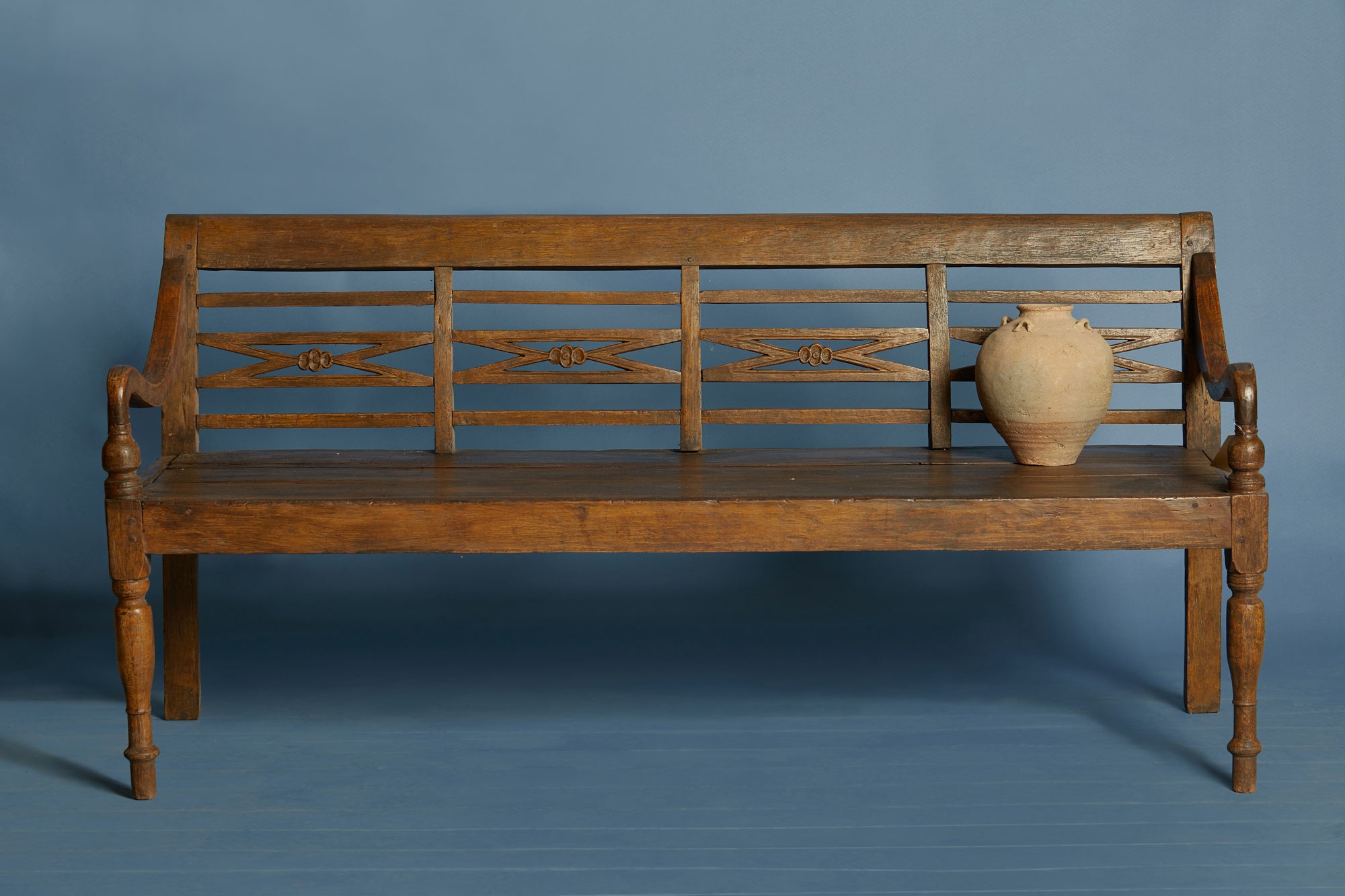 Classic Teak Dutch Colonial Bench from Jakarta