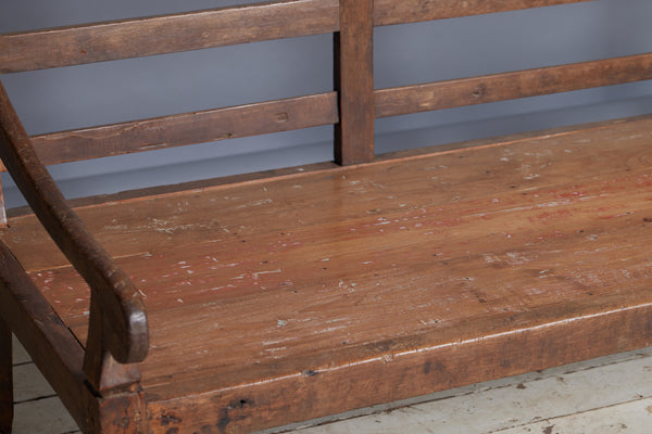 Low 19th Century Dutch Colonial Teak Bench with Simple Back