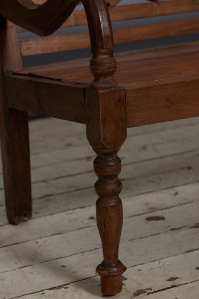 19th Century Dutch Colonial Teak with Diamond Patterned Back