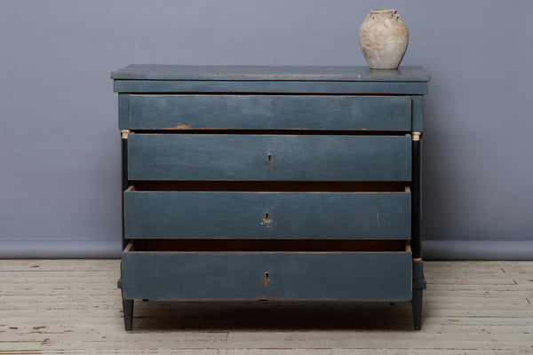 French Blue Painted Empire Chest