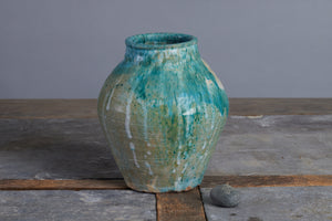 19th Century Borneo Jar with Blue Green Glaze