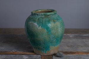 19th Century Blue Green Glaze Borneo Storage Jar