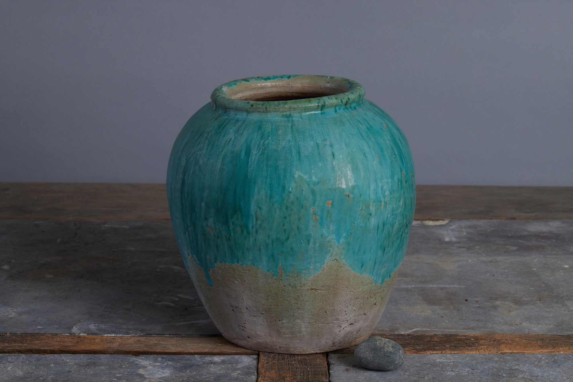 19th Century Blue Green Glaze Borneo Storage Jar