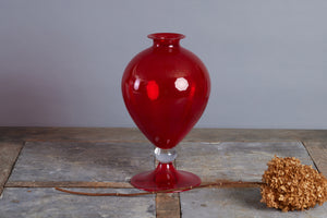 Flashed Ruby Large Venetian Vase