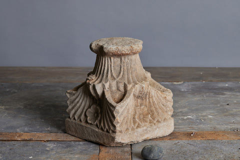 Carved Romanesq French Limestone Capital