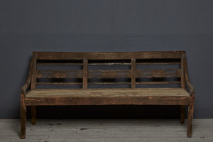 Dutch Colonial Teak Bench with Lyre Motif Back from Sumatra