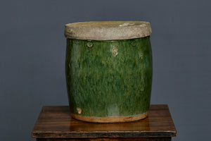 19th Century Covered Green Glaze Borneo Storage Jar