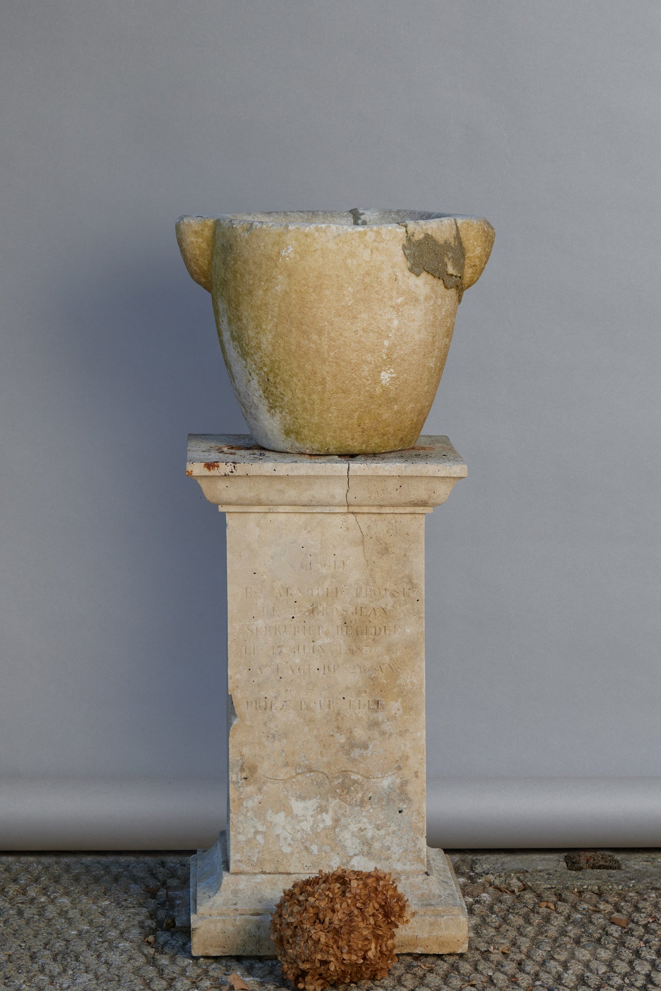 17th Century Central European White Marble Mortar
