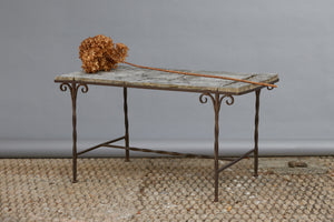Early 20th Century Wrought Iron Coffee Table with Limestone Top