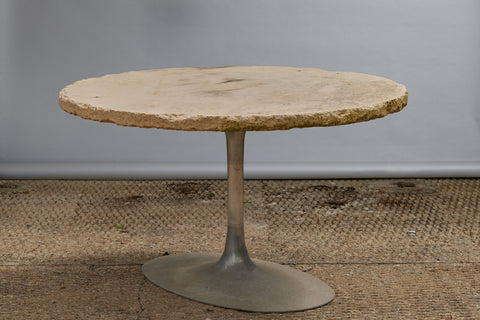 Round Mancado Stone Table with a Saarinen-type Base