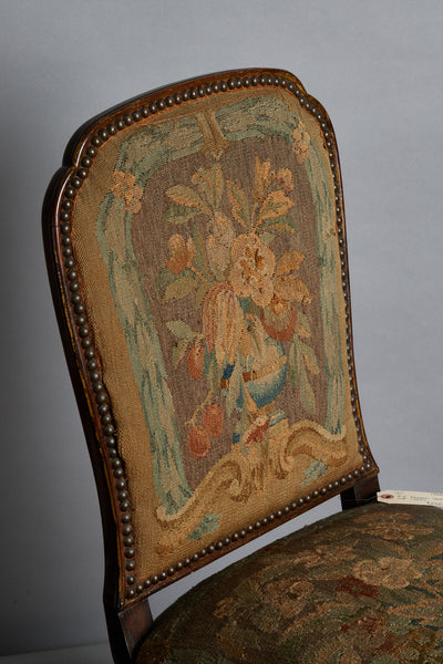 19th Century Pair of Side Chairs Covered in an Aubusson Tapestry