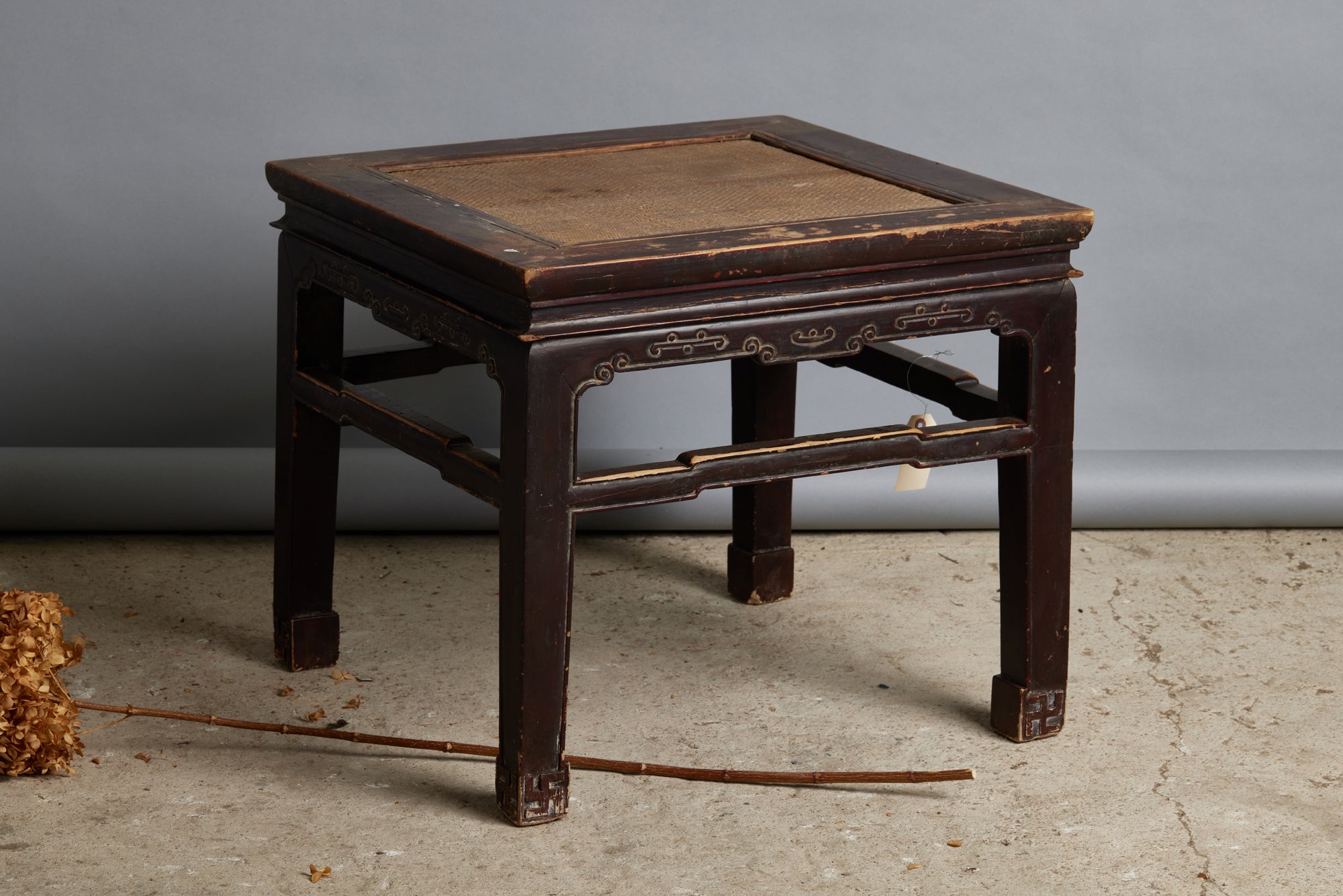 Late 17th - Early 18th Chinese Scholar Meditation Stool with Original Rattan Top