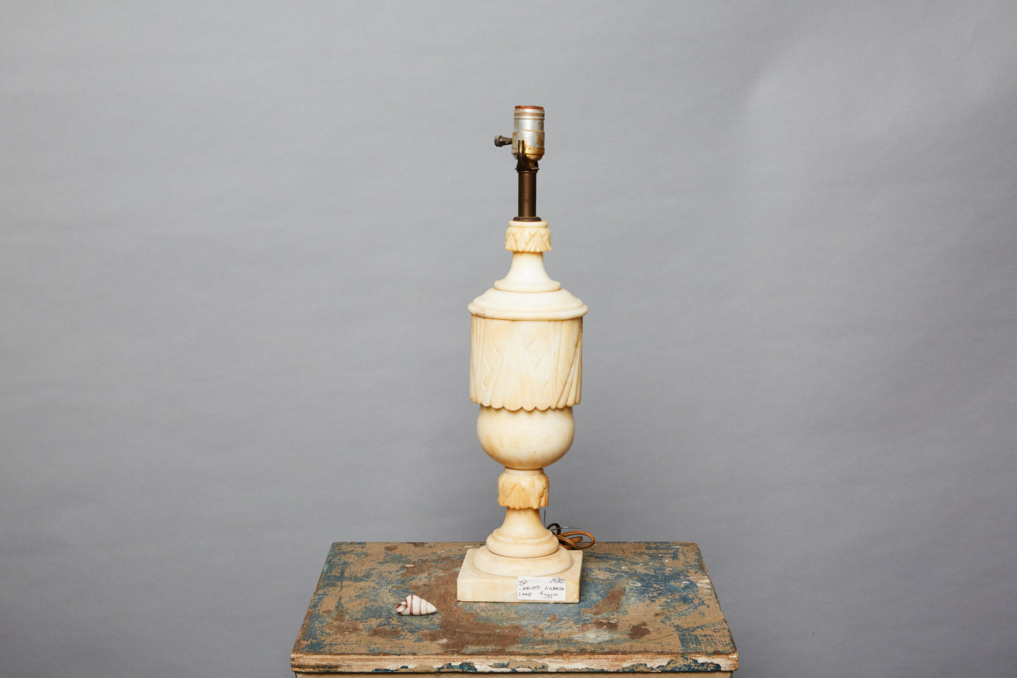 1920's Carved Italian Alabaster Lamp