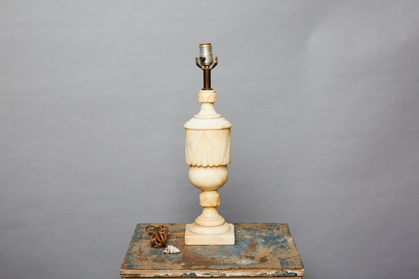 1920's Carved Italian Alabaster Lamp