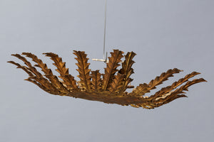 Sunflower Shape Spanish Gilt Iron Pendant Light