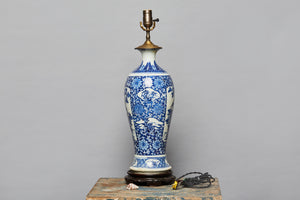 Large 19th Century Blue & White Chinese Vase Made into a Lamp