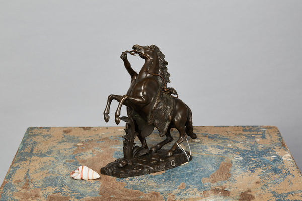 19th Century German Bronze of a Classical Youth with a Horse